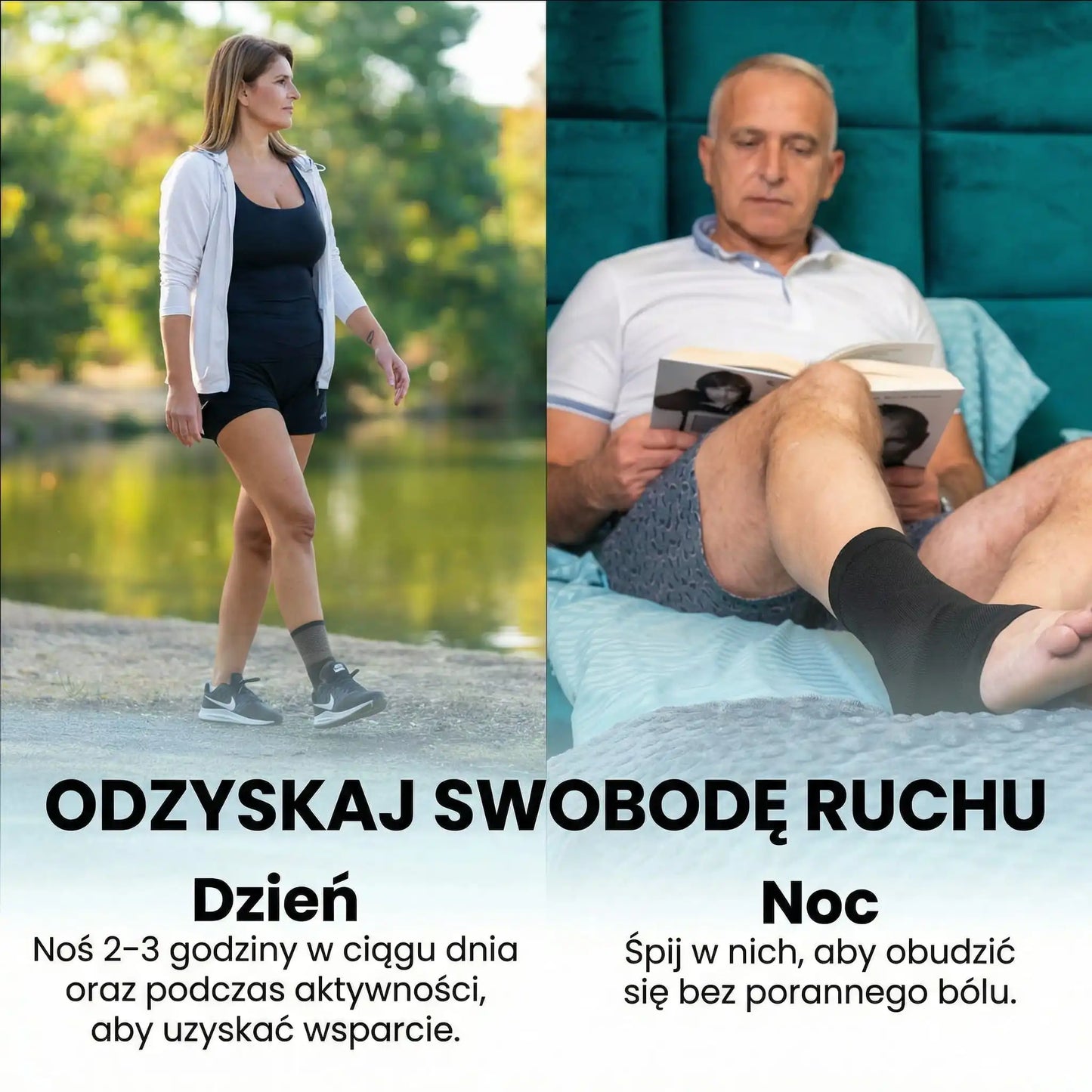 Opaska na stopę z paskami stabilizującymi